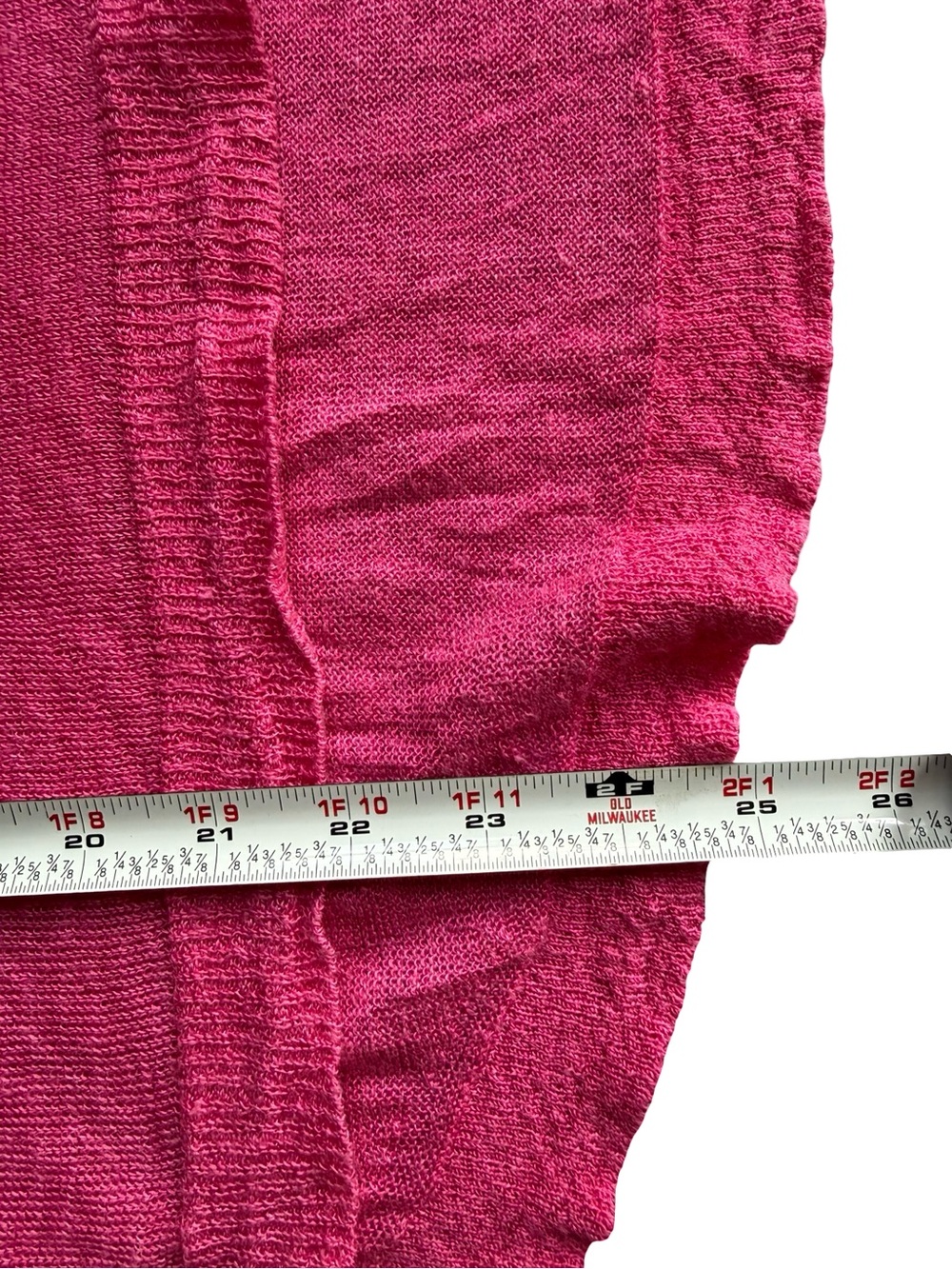 Zara Knit Bright Pink V-Neck Lightweight Sweater Semi Sheer Size M Spring - Picture 8 of 12